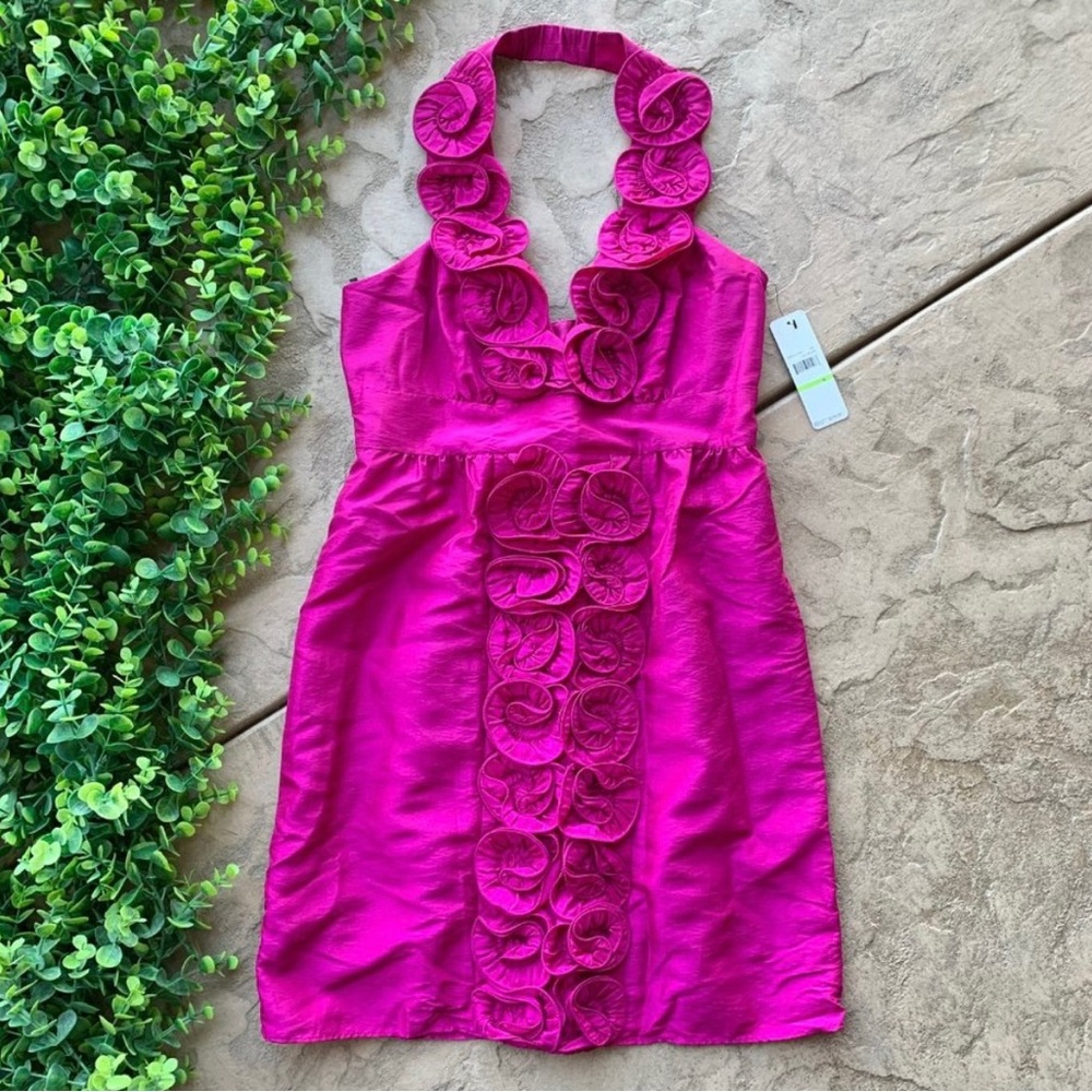 Laundry Shelli Segal Cocktail Dress • Pink Fuchsia Halter Floral